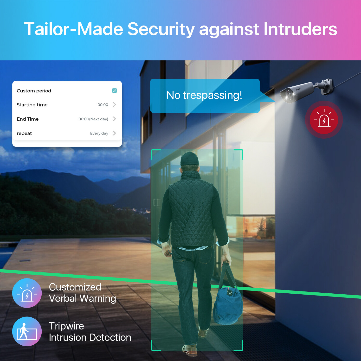 ZOSI 5MP IP PoE Security Camera DIY AI Voice/Car Detect Wide View IR Night CCTV