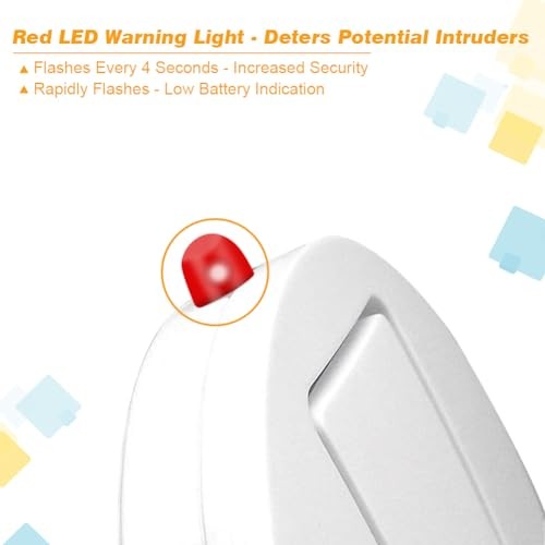 Window Alarm System 4-Pack – 120dB Vibration Sensor Security Alarms with LED Ind