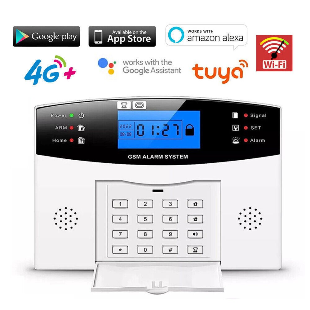 V24 Tuya APP WiFi+US/EU 4G Sim Card Wireless Home Security Burglar Alarm System