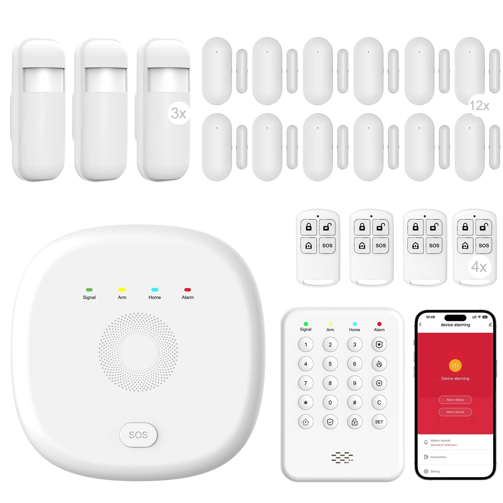 Wireless Home Security Alarm System – Expandable, Keypad, Sensors & App Alerts