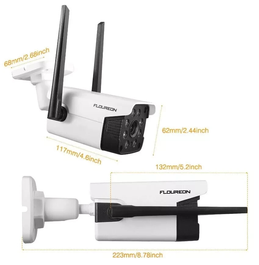 Floureon Security Camera Outdoor WIFI IP Camera 2MP 1080P Mobile App Remote View