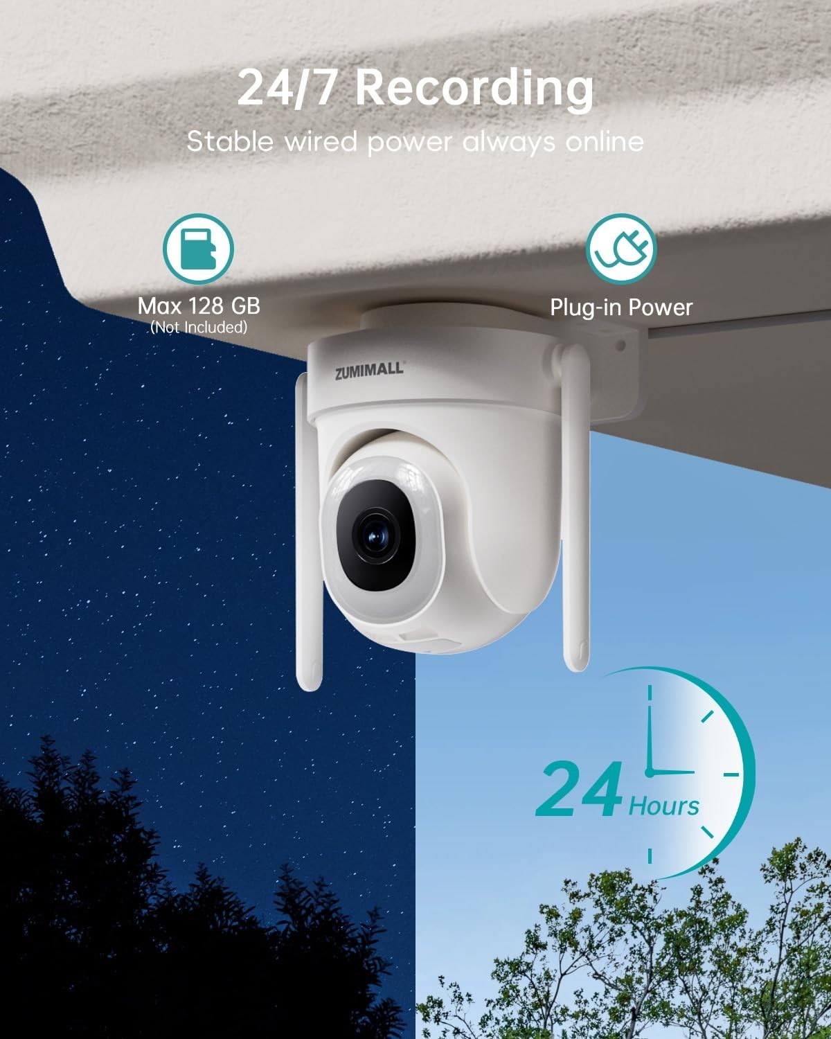 2.5K Wired Home Security Camera, 5MP Outdoor WiFi, AI Motion Detection, 24/7 Rec