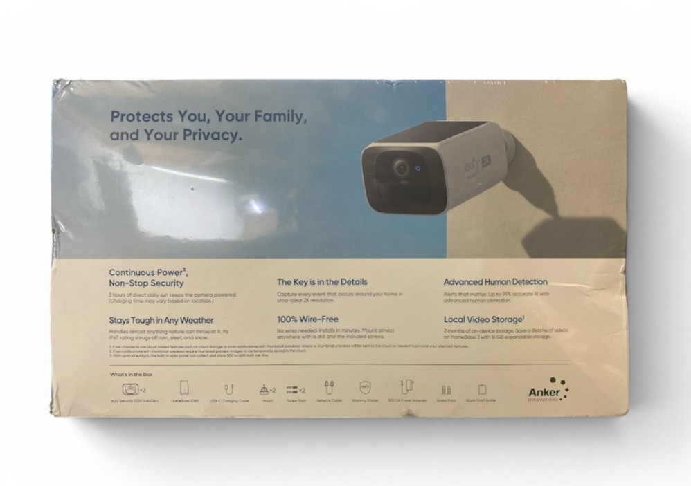 eufy SoloCam S220 Wireless Home Security System Solar Powered 2K Outdoor Cameras