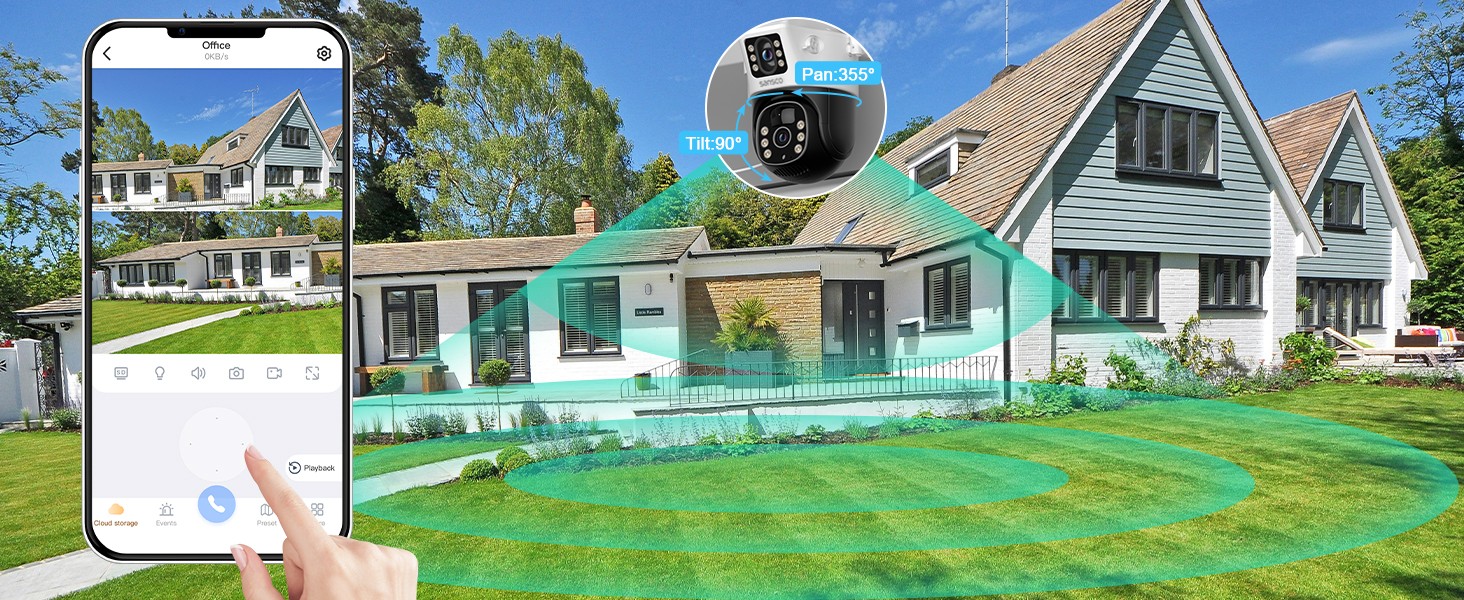 WiFi 4MP Wireless Solar Power PTZ Camera Security CCTV Surveillance Home Outdoor