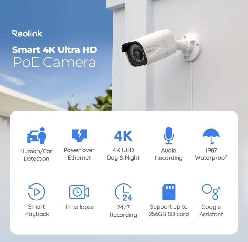 Reolink PoE Security Camera System 4K RLC-810A 8CH NVR Kit 2TB 6 Cameras