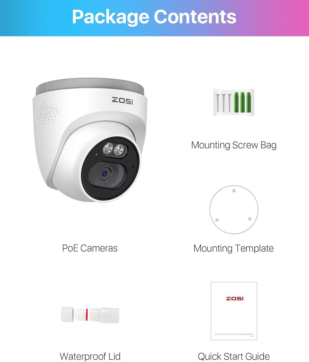 ZOSI WiFi Security Camera System PT IP Camera Smart Light Siren Alarm Outdoor
