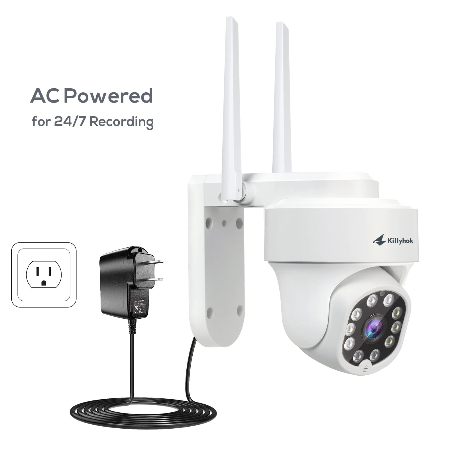Kittyhok PTZ Security Camera Wireless Outdoor | 2K FHD Cameras White