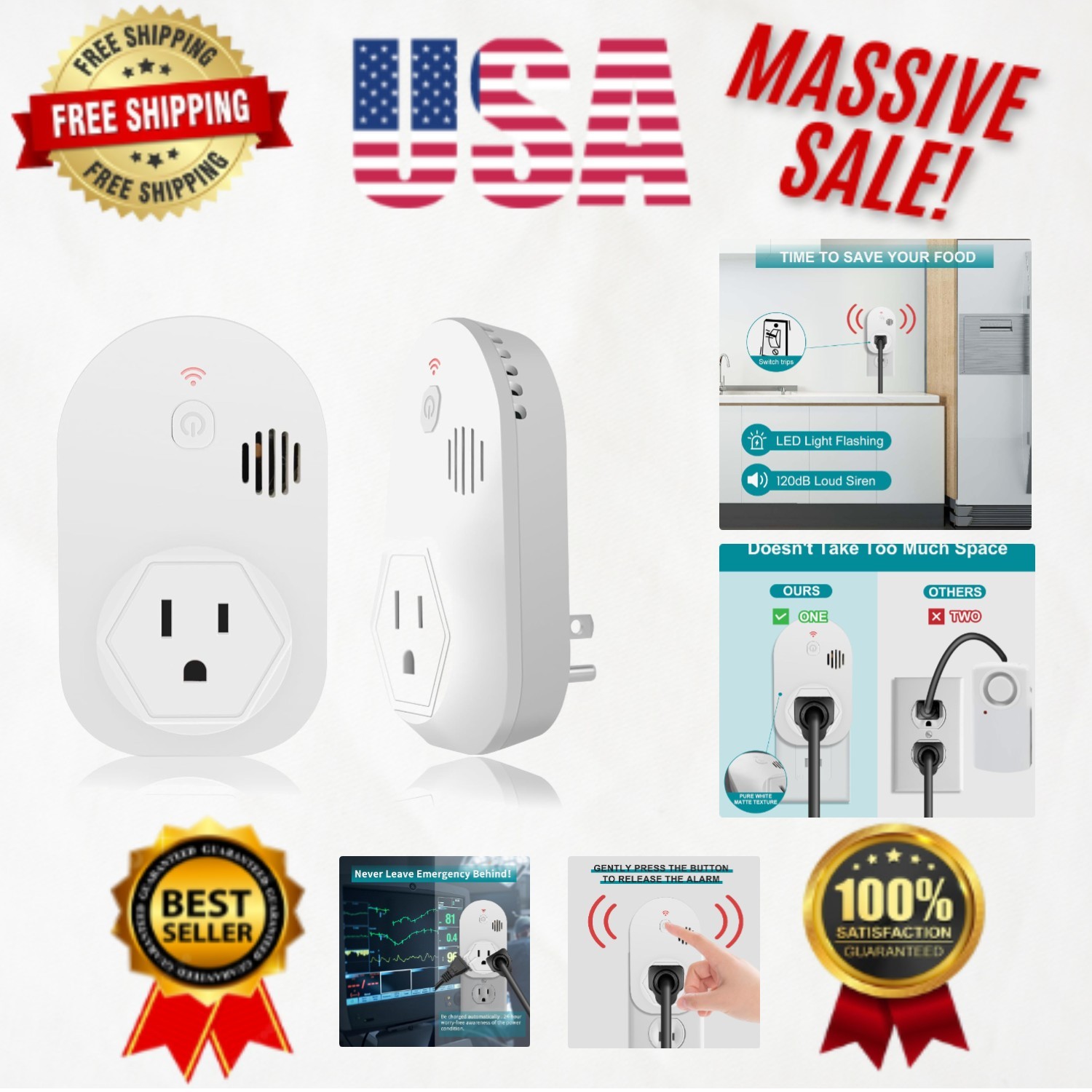 Compact Power Failure Alarm with Rechargeable Battery & 80dB Siren – Indoor Use