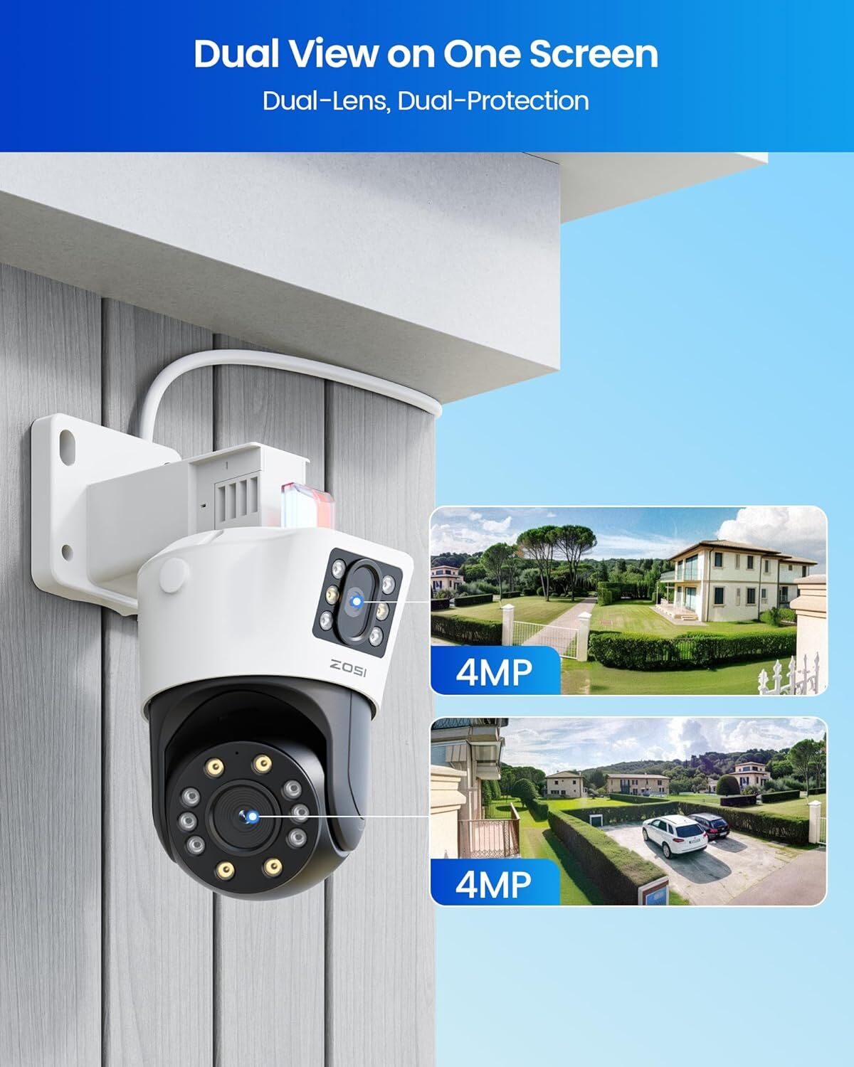 ZOSI 8CH 8MP NVR 4K Dual-Lens PoE Pan/Tilt (2x4MP) Security Camera System 2TB