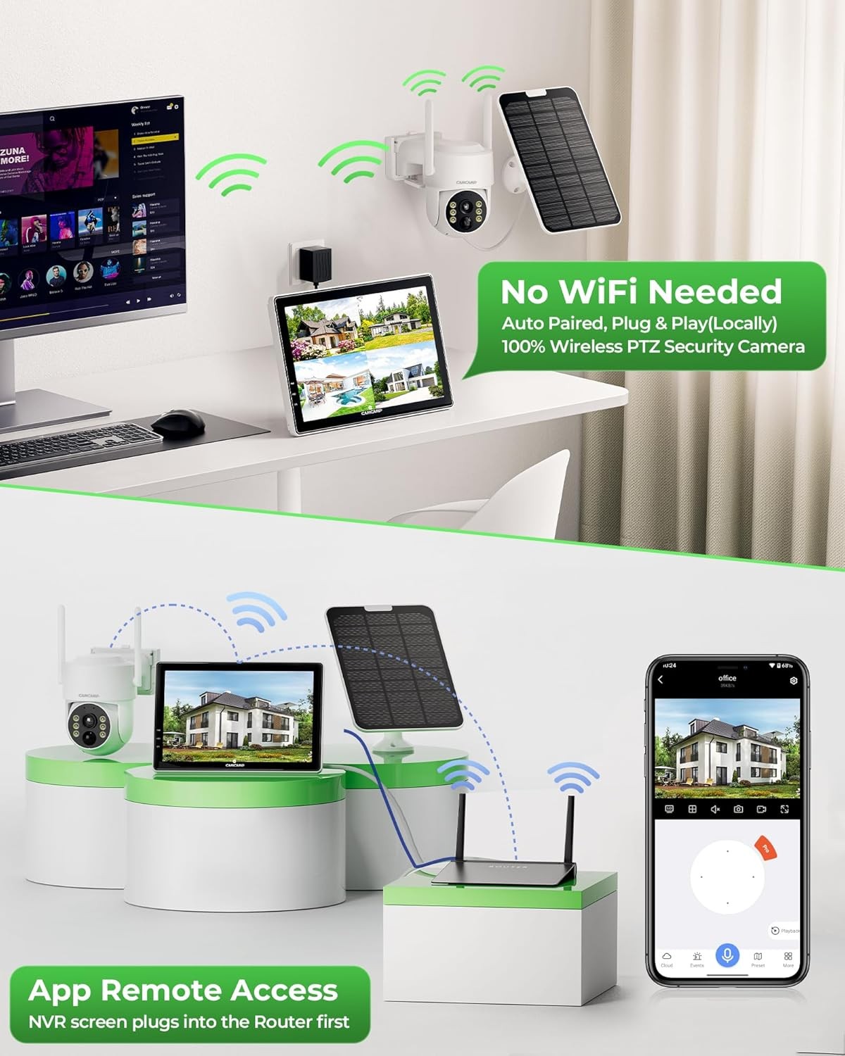 Solar Camera Outdoor Wireless with 10″ Monitor 4MP Home Security Camera System