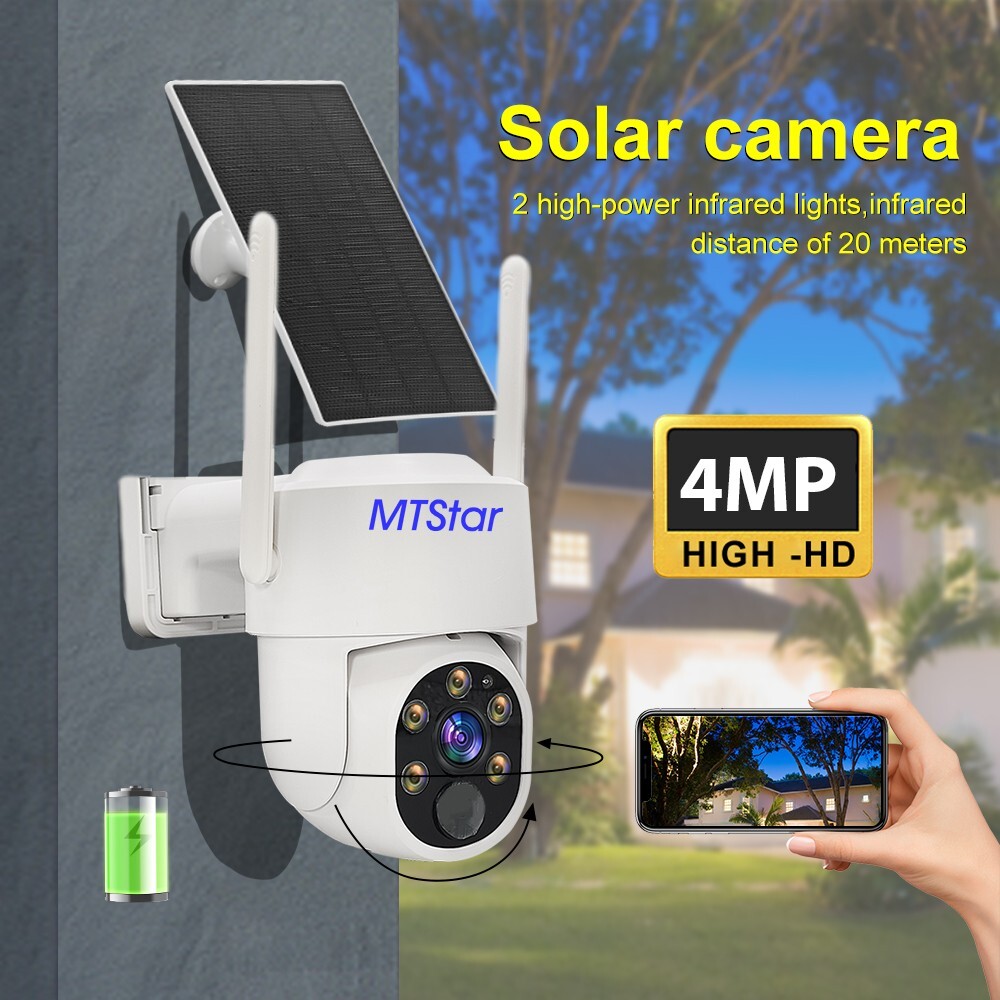 Solar Panel Wireless HD 4MP IP PRO Smart WiFi Camera Kit With 10-inch Monitor