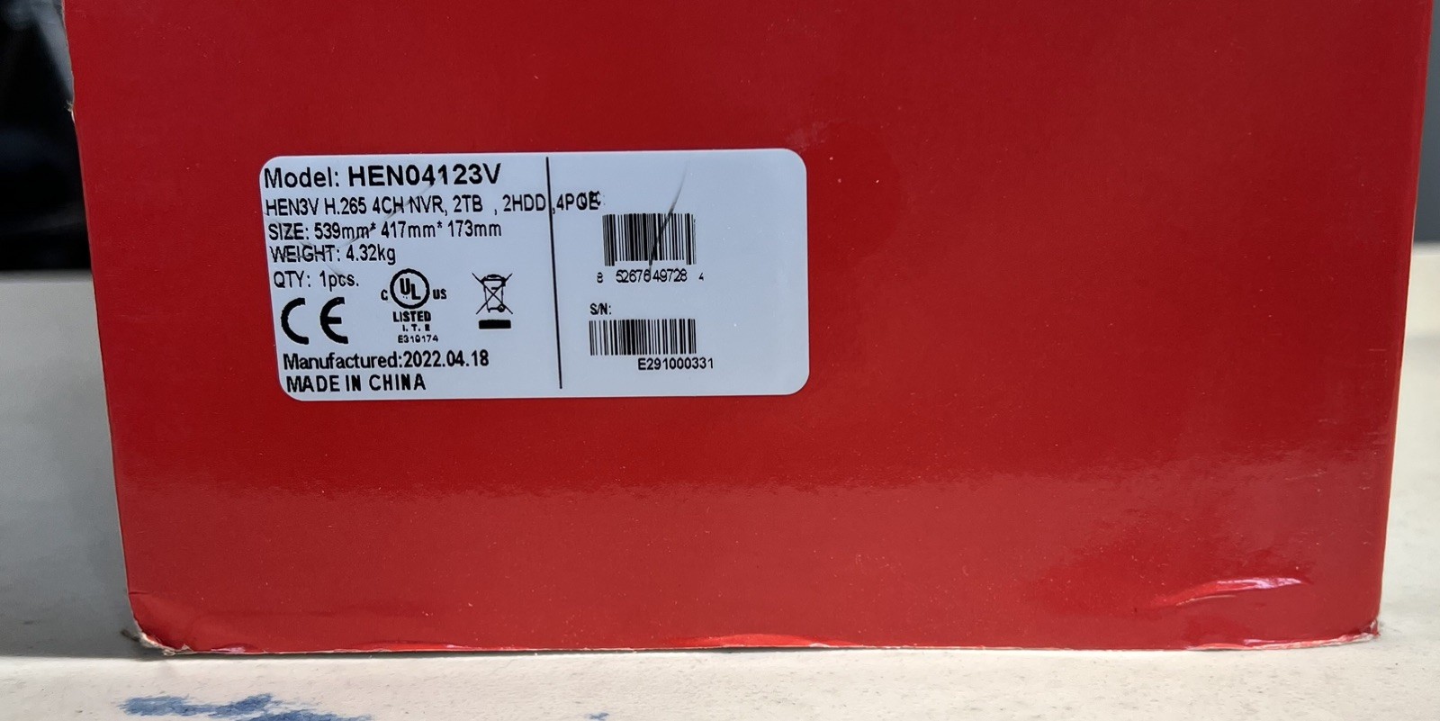 Honeywell HEN04123V Performance Series IP Embedded 4-CH NVR 2TB NEW