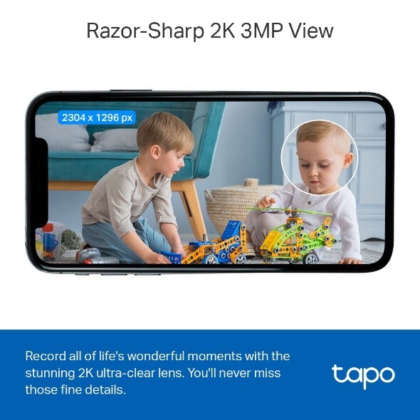 TP-LINK Tapo 2k Indoor Security Wi-Fi Camera, Tapo C110 Night Vision, White