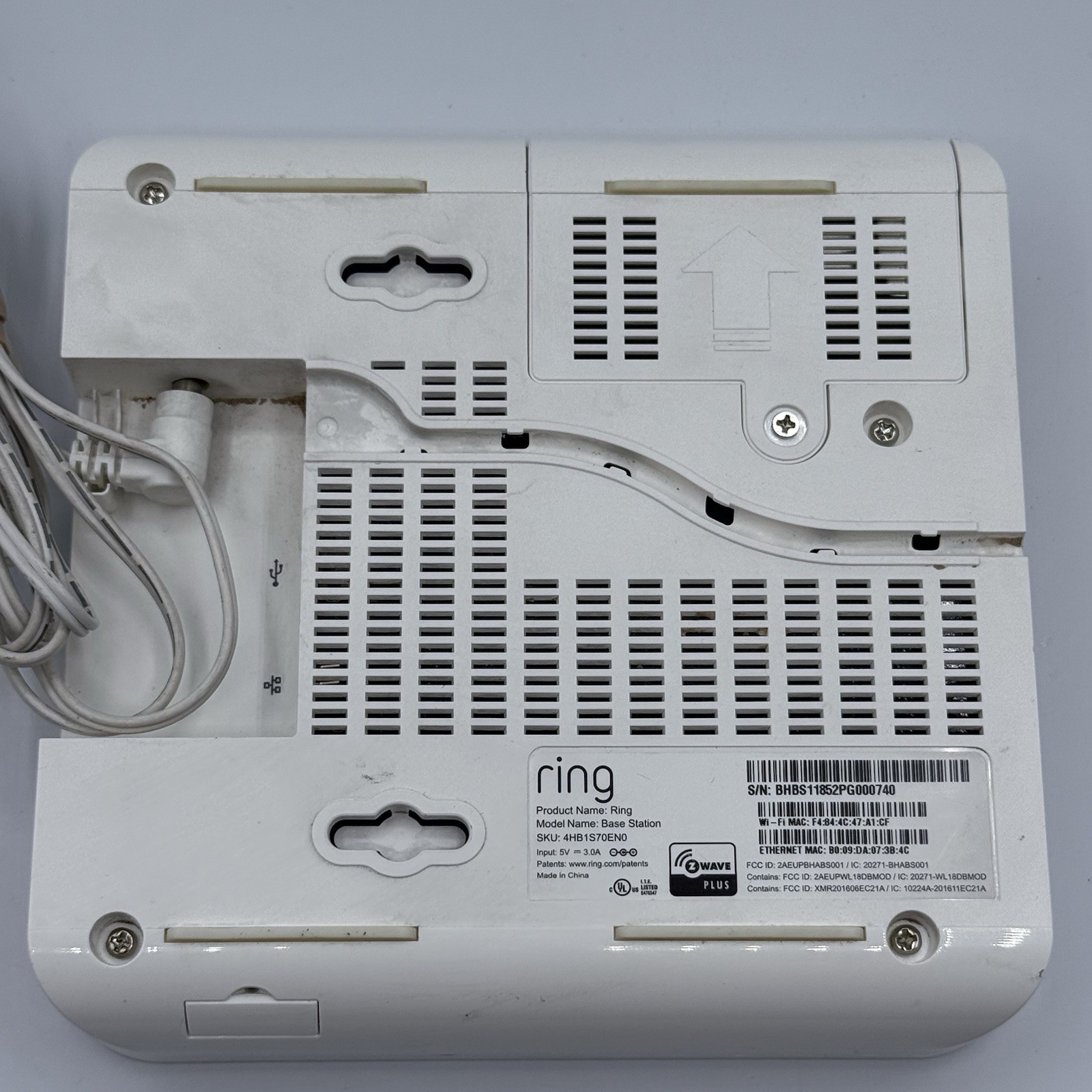 Ring Alarm Base Station -1st Gen- 4HB1S70EN0 w/ AC Adapter. Unknown Registration