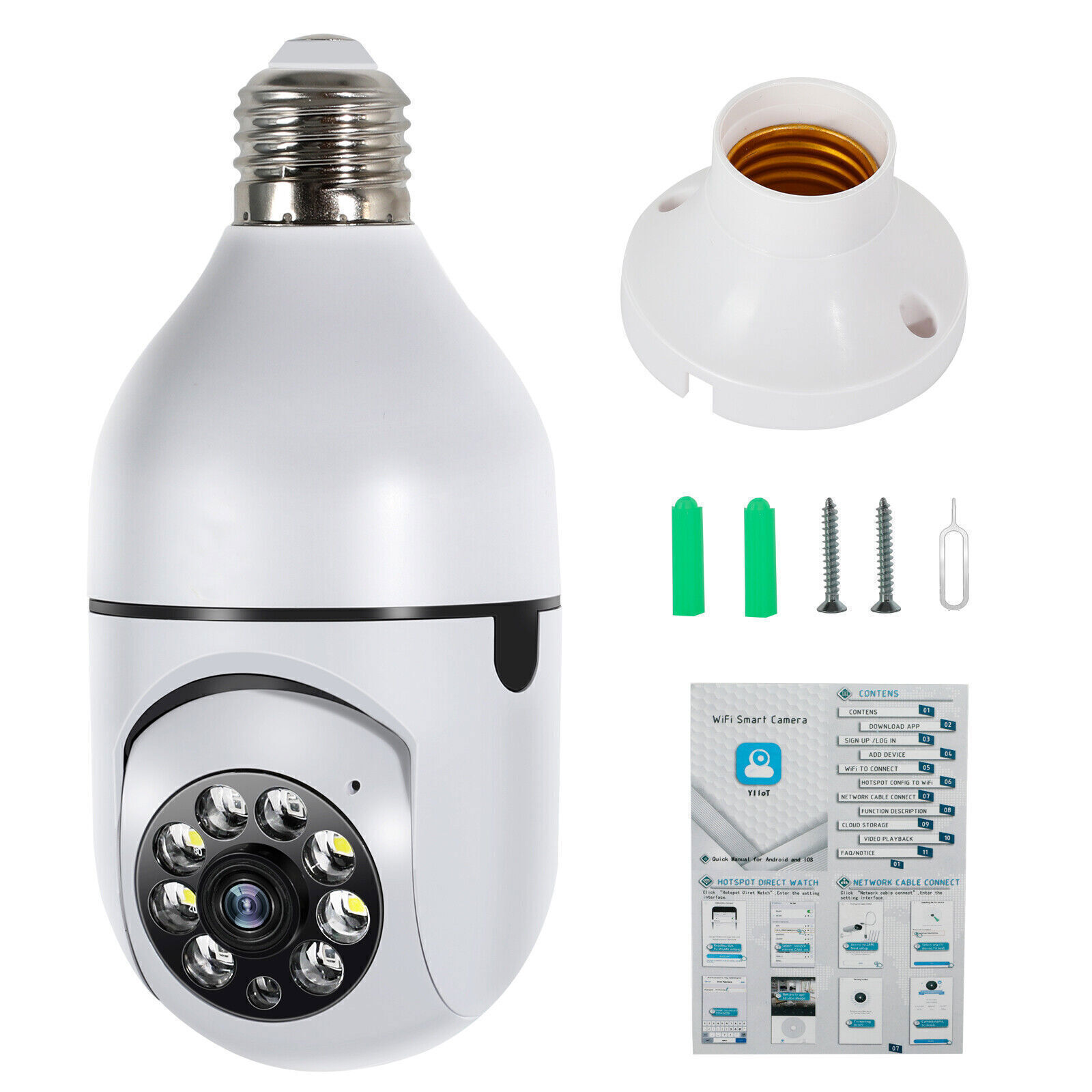 HD 1080P WiFi Security Camera Night Vision with PTZ Motion Detection 2-Way Audio