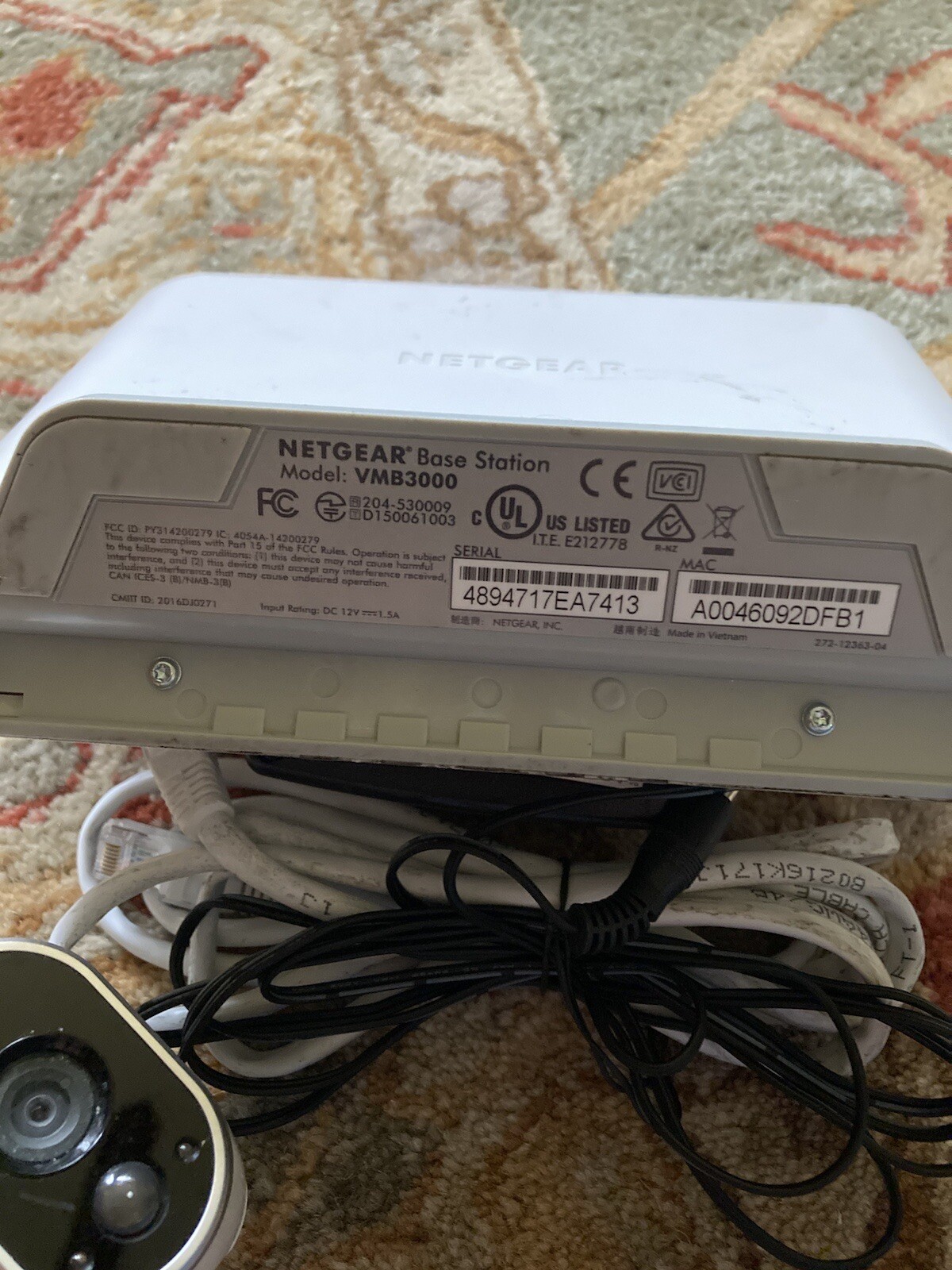 netgear security camera and base station vmb3000