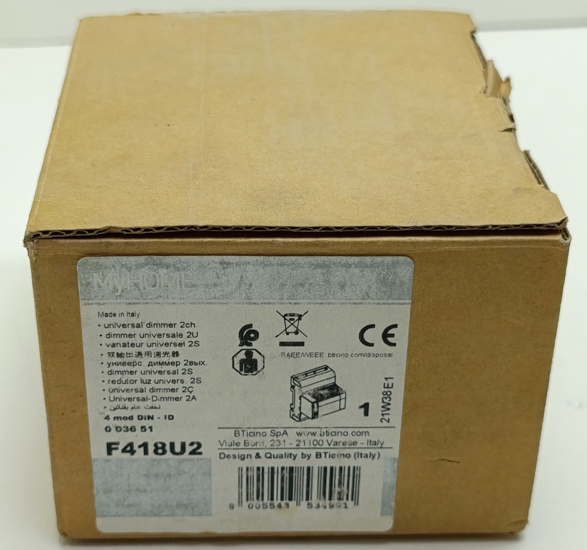 BTicino F418U2 MyHOME SCS Universal Dimmer 2-Channel DIN Rail Module – NIB