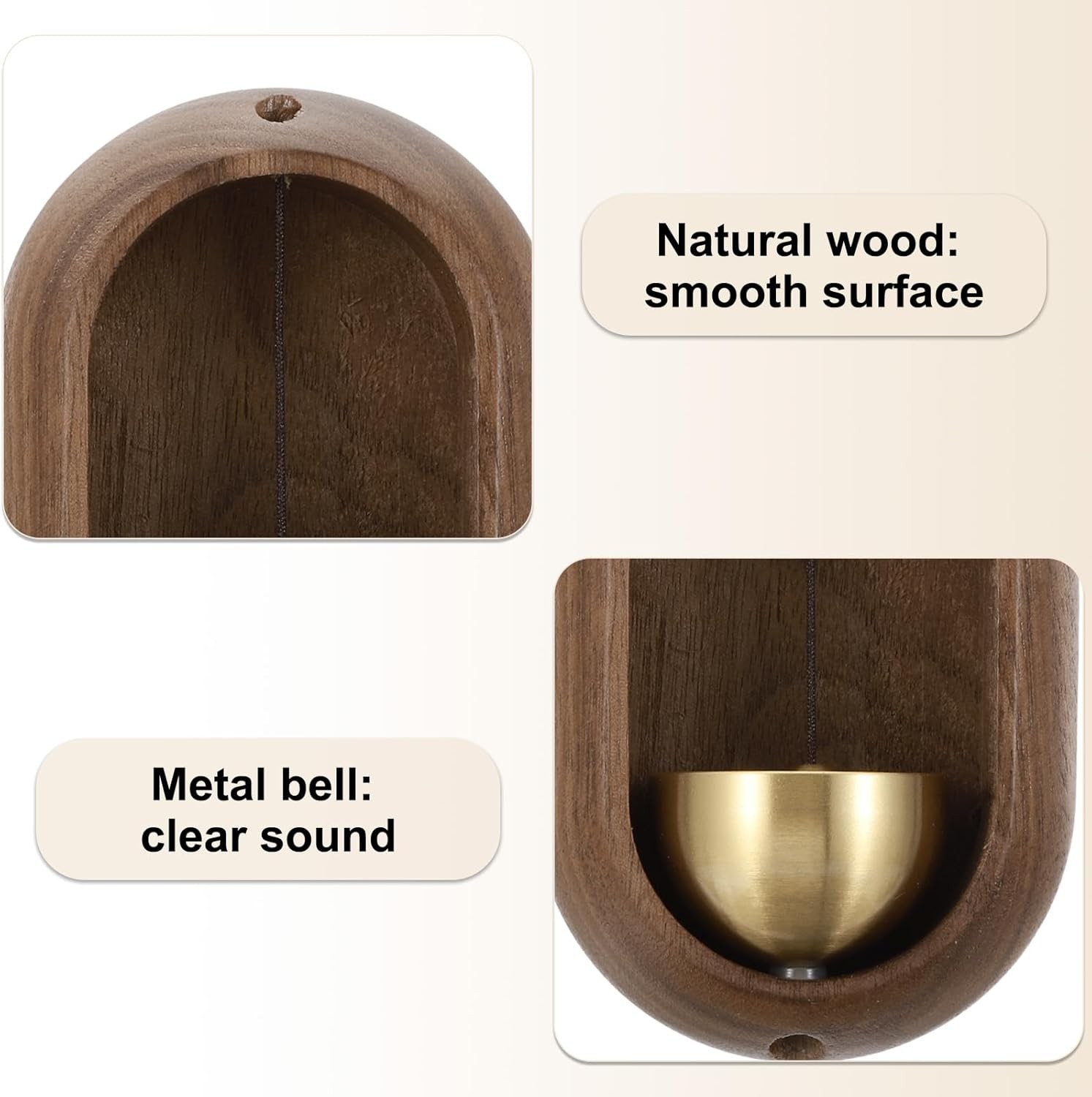 PATIKIL Shopkeepers Bell, Wood Door Chime Hanging Magnetic Bell Brown