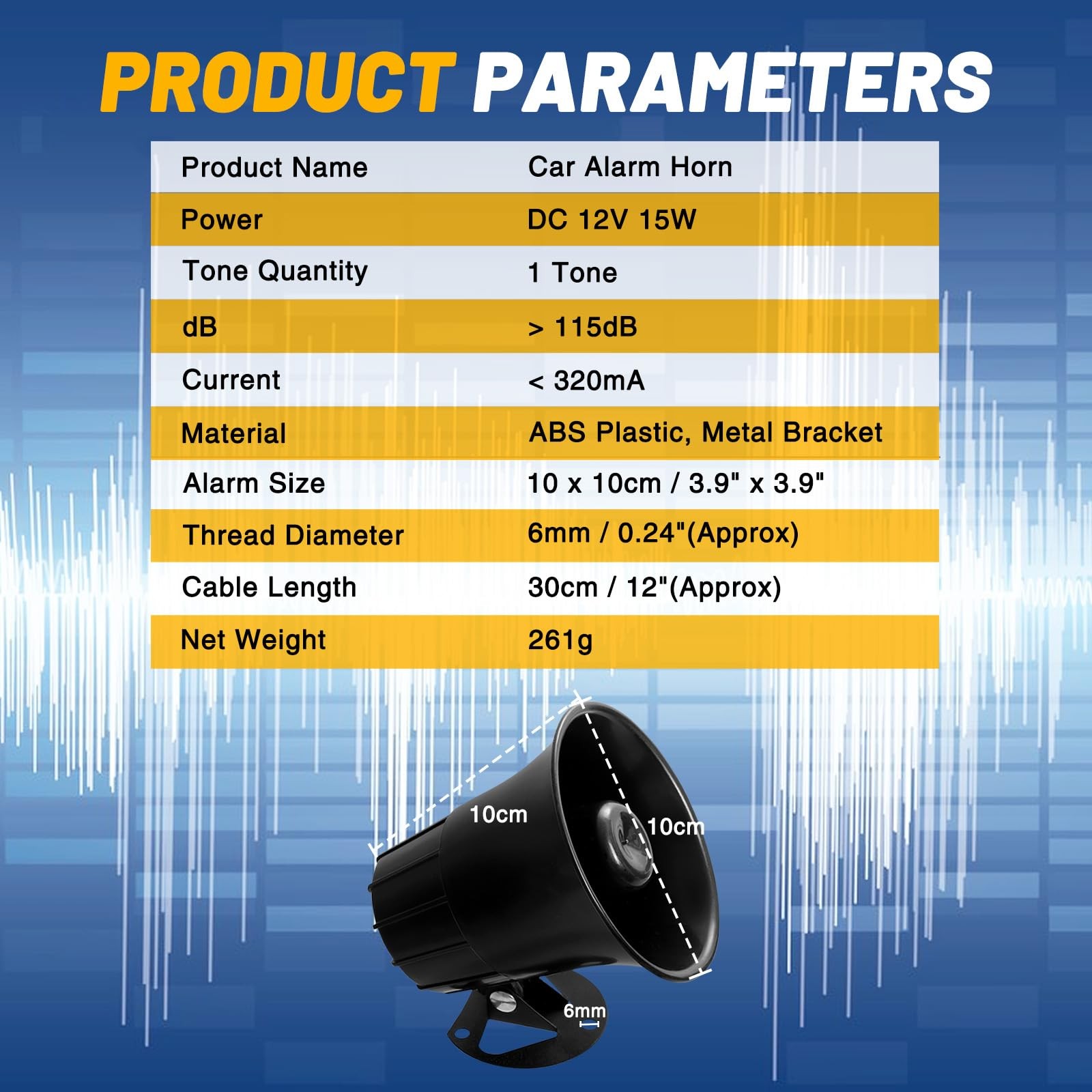 Car Alarm Siren: DC 12V 15W 115dB Loud Outdoor Wired Alarm Horn for Home Secu…