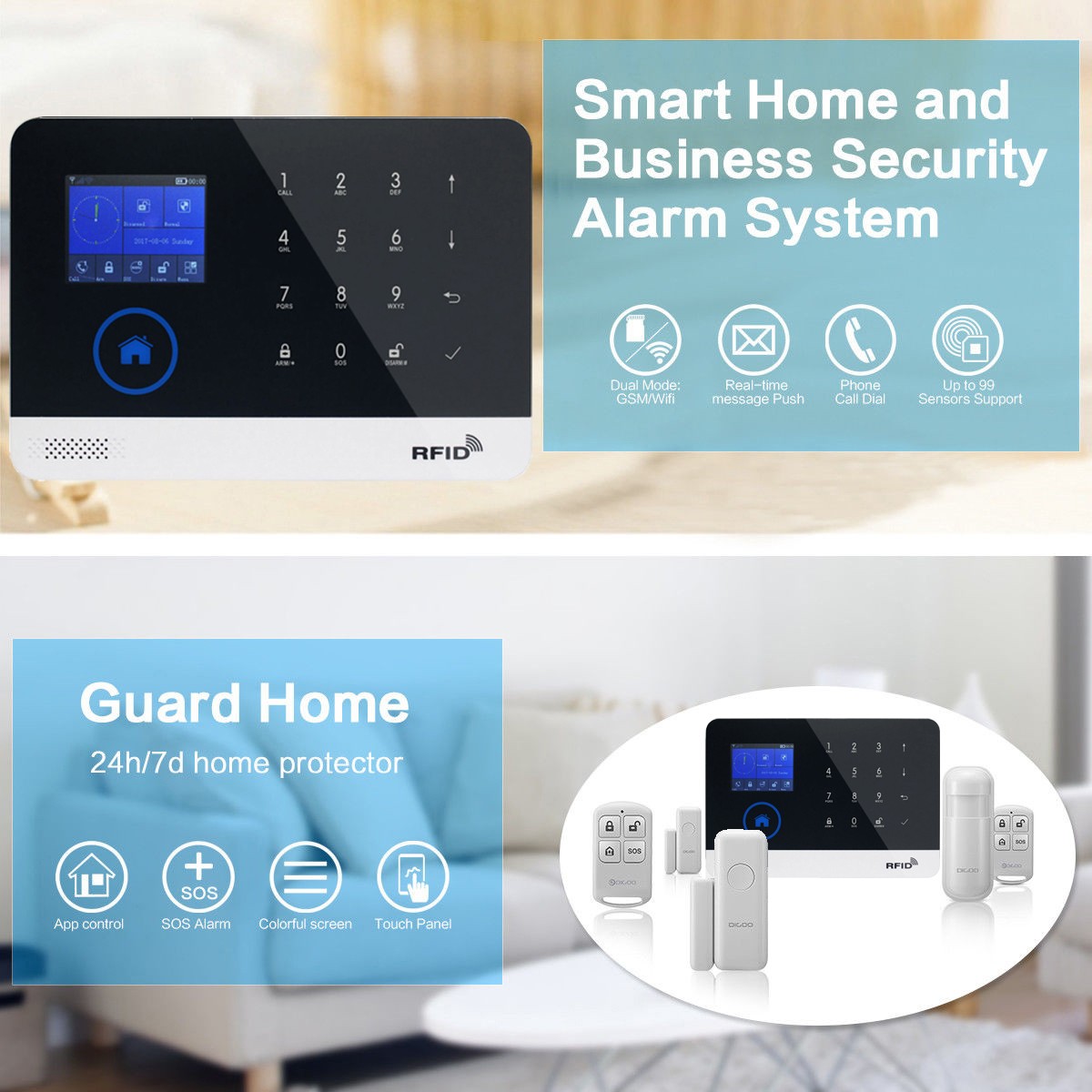 Smart Tuya APP WIFI Cloud GSM Wireless Office Home Security Alarm Burglar System