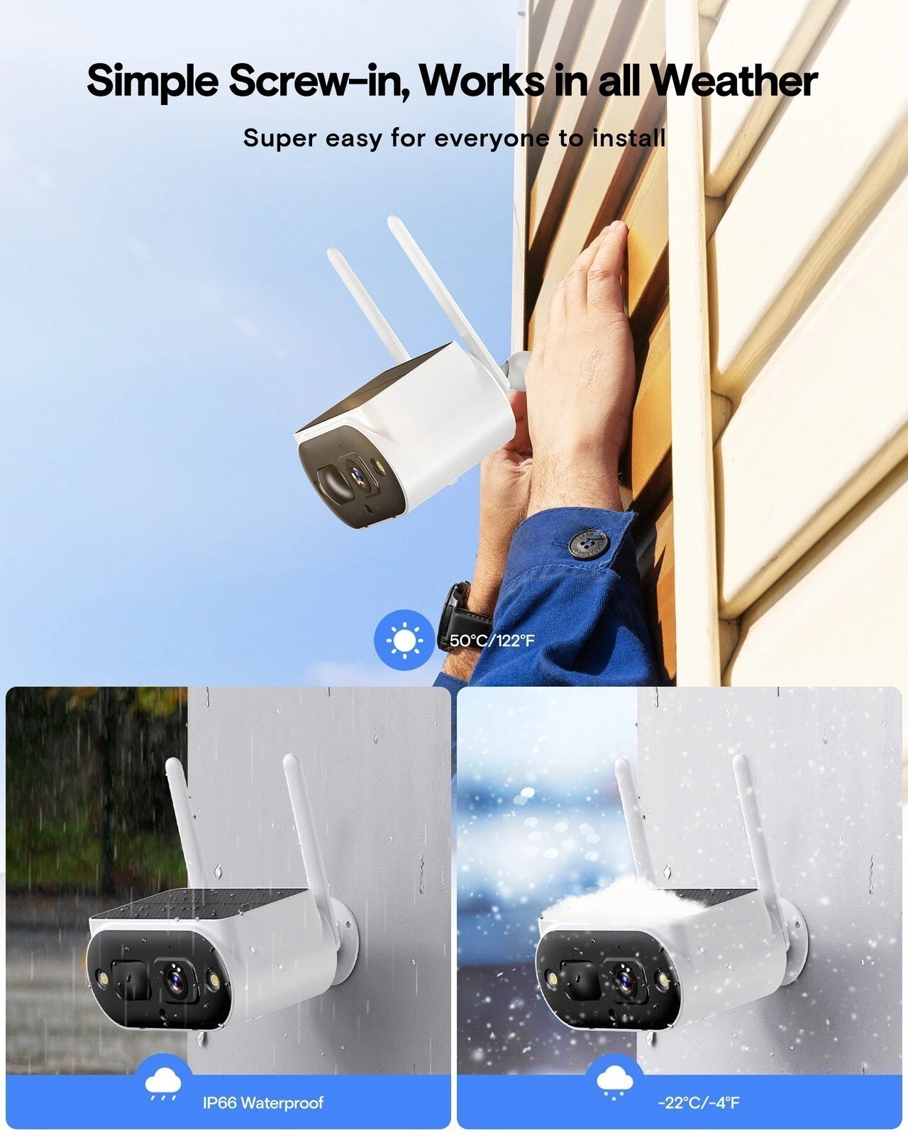 Solar Battery Powered Wireless Outdoor Home Security Camera System WiFi IP Cams