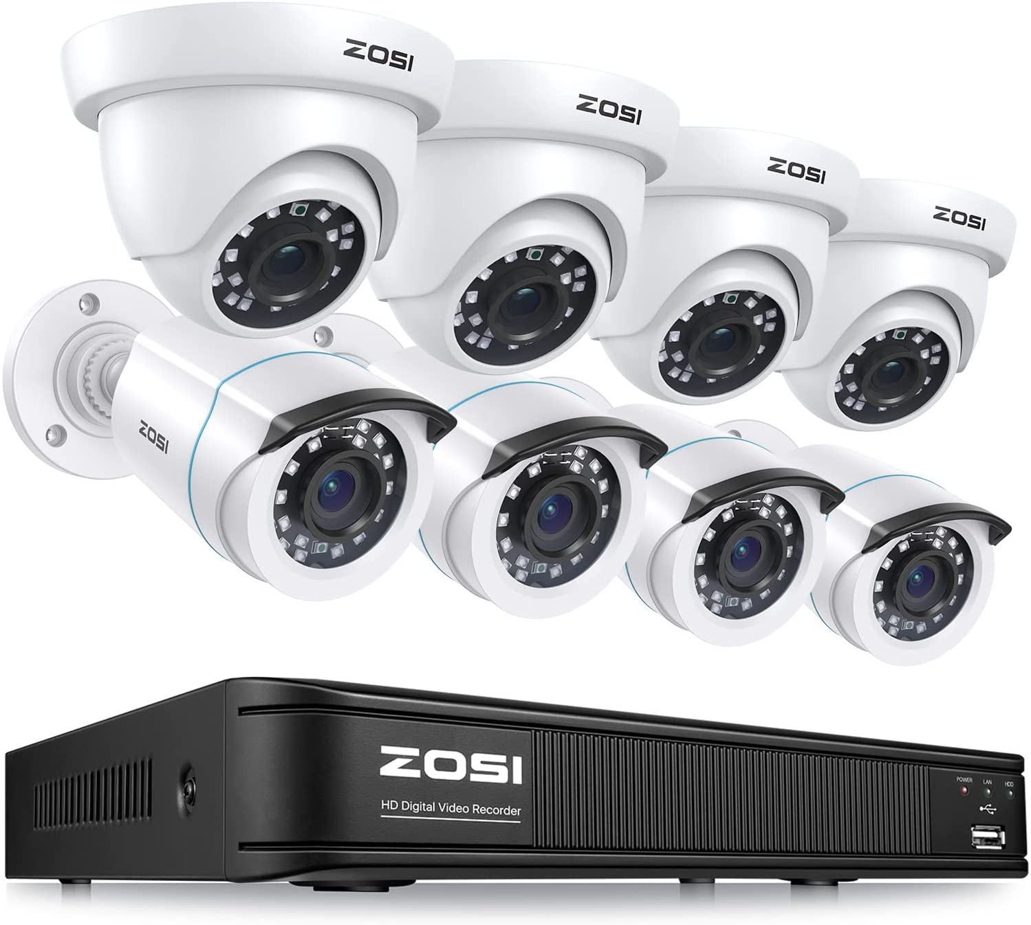 ZOSI H.265+ 8CH DVR Security System Home Outdoor Camera Night Vision CCTV Camera