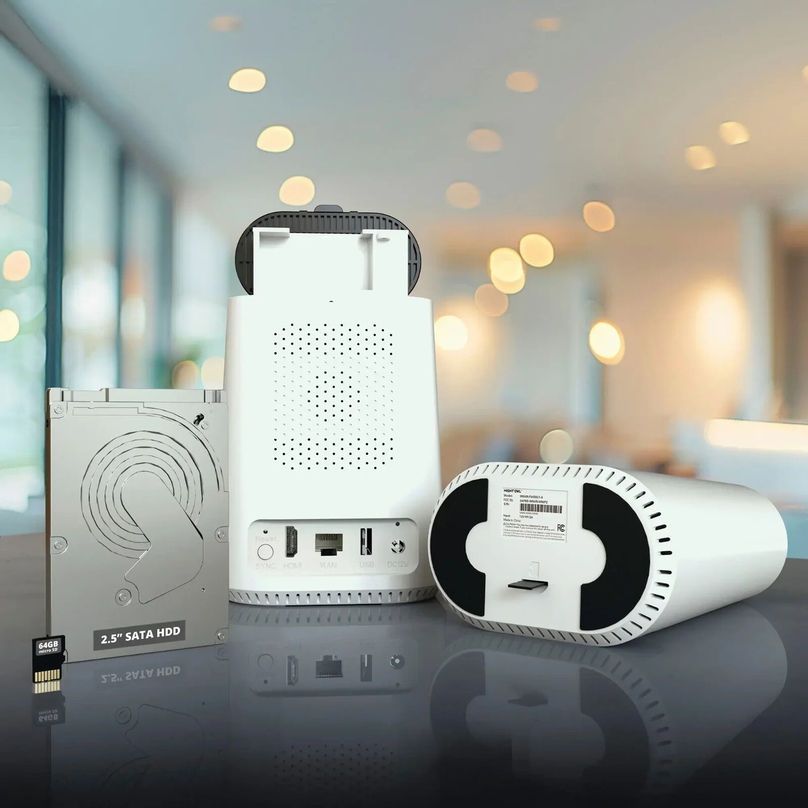 Night Owl 8 Channel 4 Camera Indoor Outdoor Plug-In WiFi IP 4K 64GB Security Kit