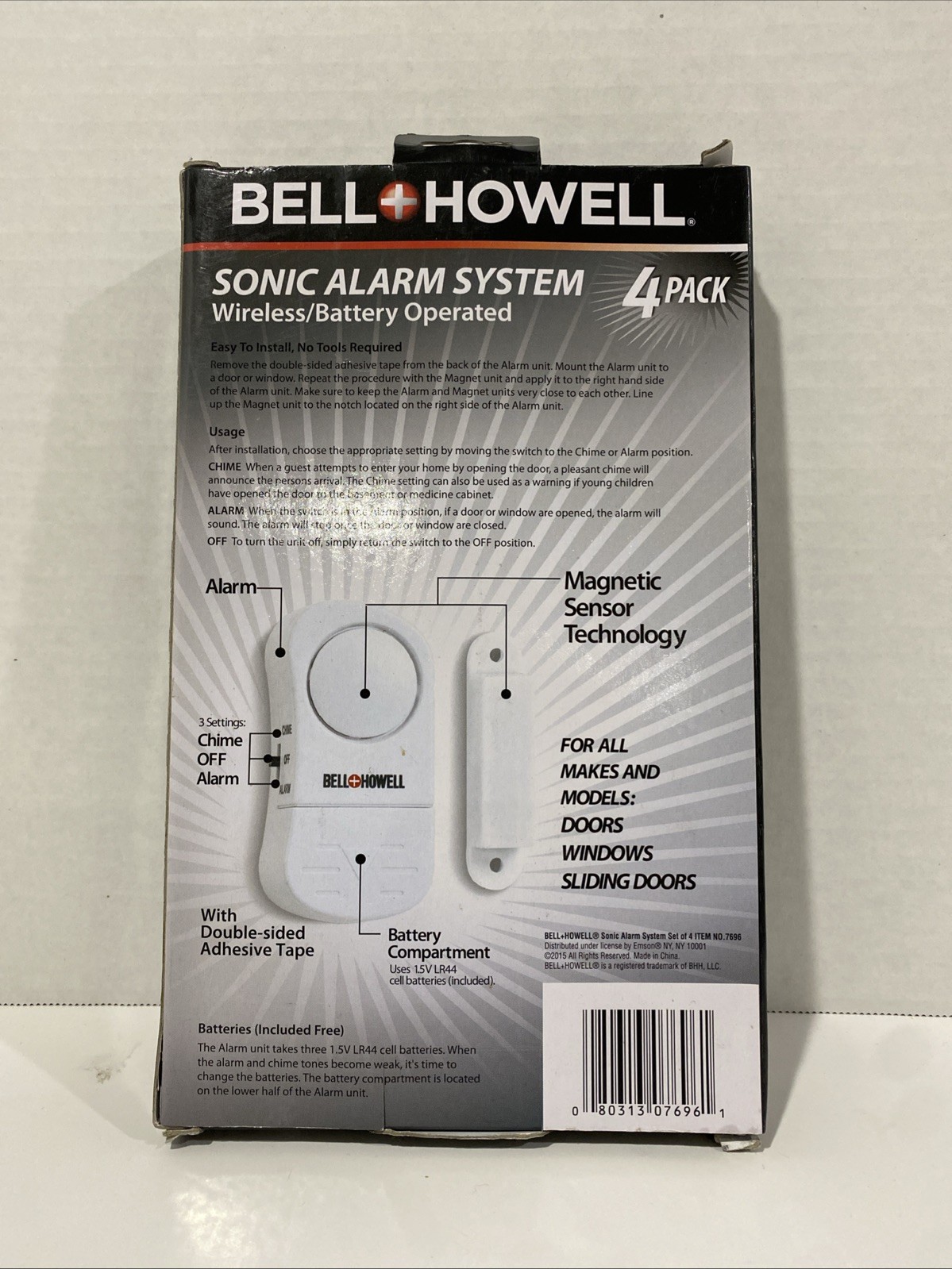 4 Pack Door Window Alarm Bell Howell 90dB Wireless Home Security System