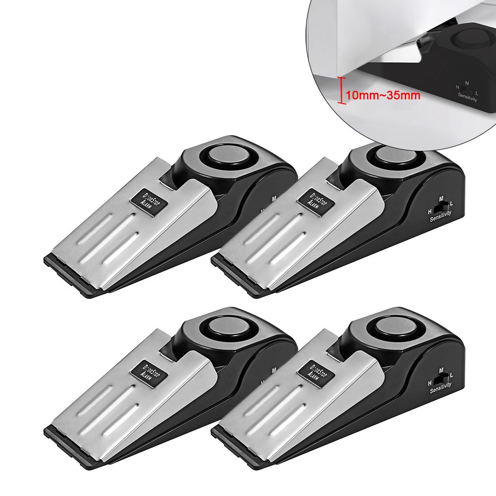 Door Stop Alarm 4 Pack 120dB Security Stopper Wedge for Travel Hotel Home Safety