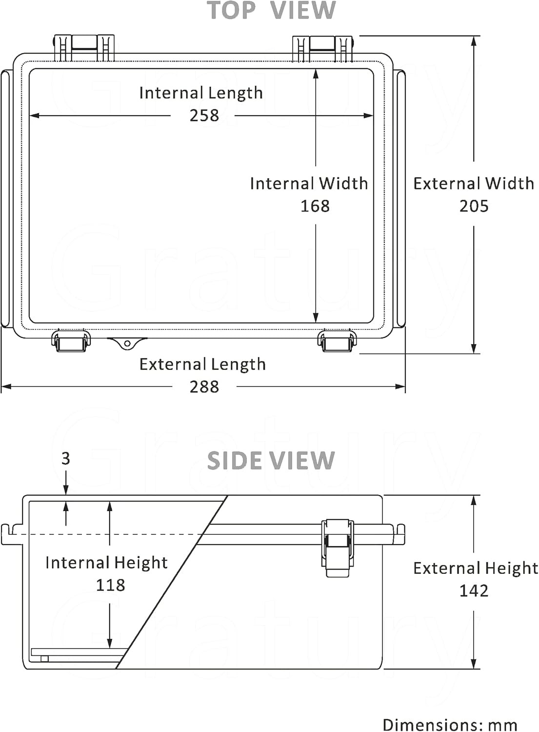 11.4"×7.5"×5.5" TC, Grey Base, Transparent Cover