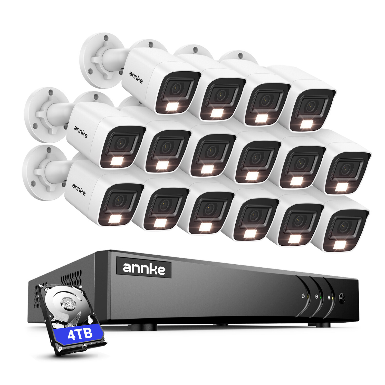 ANNKE 16CH 5MP Lite DVR 1080P Outdoor Security Camera System AI Human Detection
