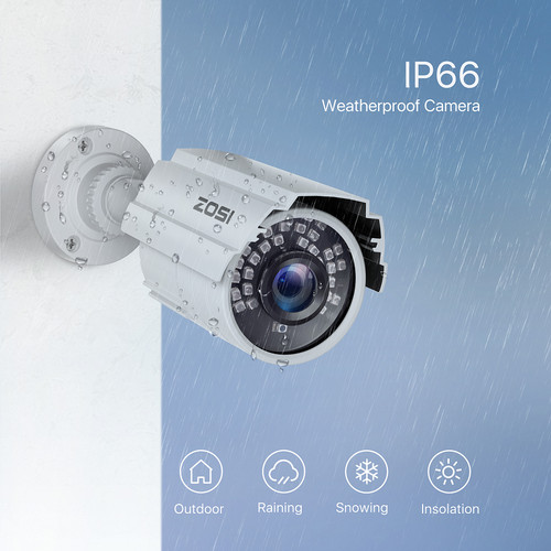 ZOSI 4PCS White Metal 1080P Home TVI Security Cameras CCTV Outdoor Night Vision