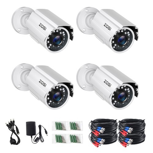 ZOSI 4PCS White Metal 1080P Home TVI Security Cameras CCTV Outdoor Night Vision