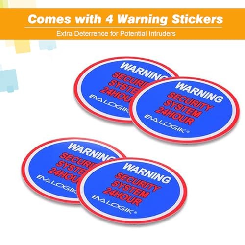 Window Alarm System 4-Pack – 120dB Vibration Sensor Security Alarms with LED Ind