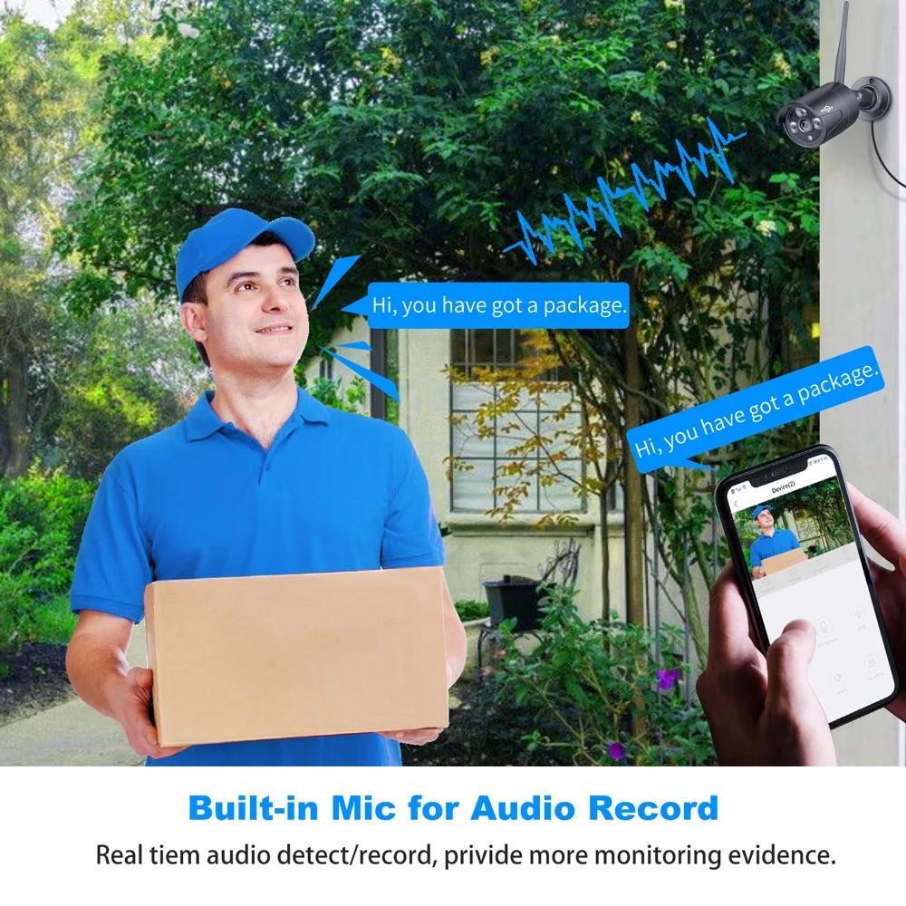 Security Camera System 4Pcs Wireless Wi-Fi With Audio Recording Nightvision Wate