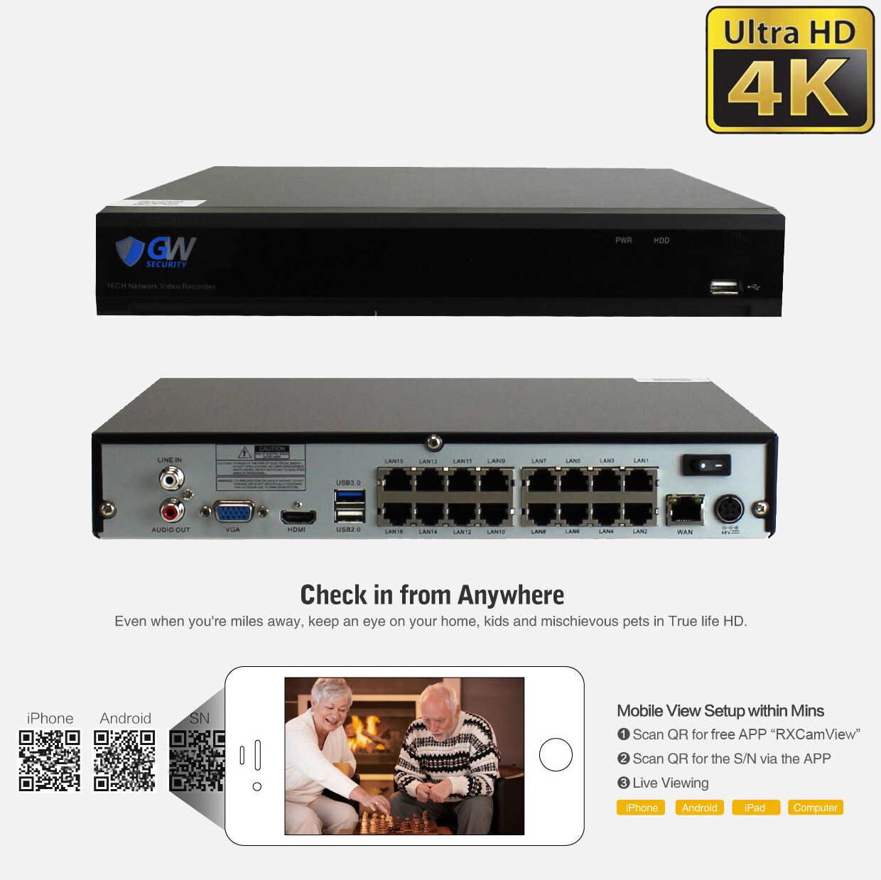 8MP 2160p @30fps 4K IP Optical Motorized Zoom PoE Security System – 10 Cameras