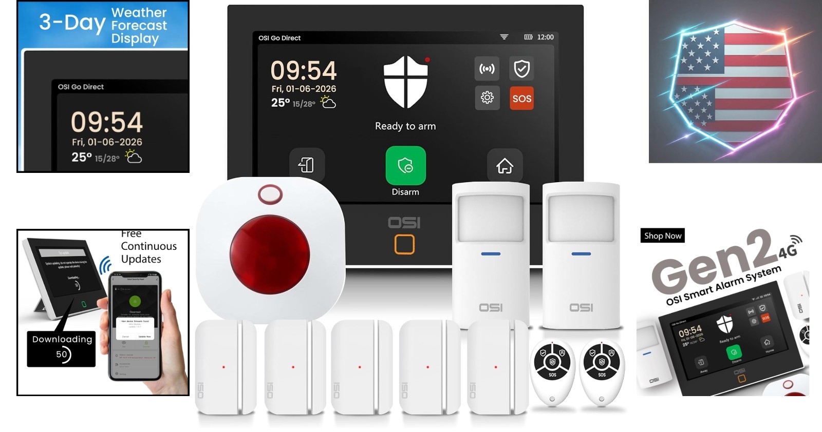 Alarm System for Home Security Gen 211 piece. DIY, Touch Screen, Motion Detec…