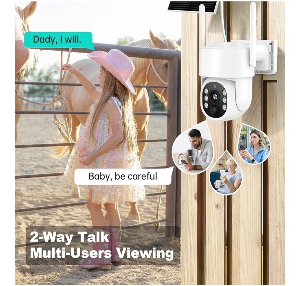 4G LTE Solar Security Camera 4MP Wire-Free Outdoor PTZ CCTV Night Vision No WiFi