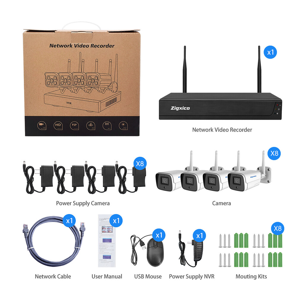 Wireless Human Motion Detection Camera Kit Waterproof 1080p for Home Security