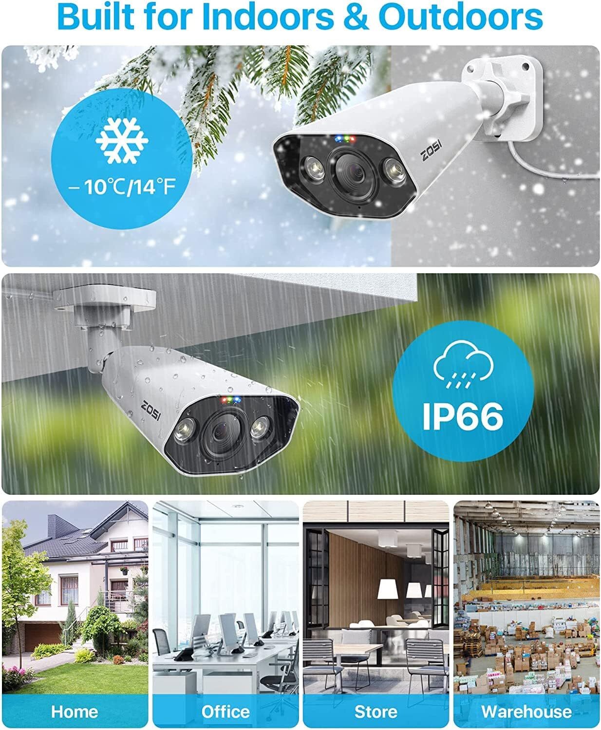 ZOSI 4K PoE Security Camera System 8CH 8MP NVR with 2TB HDD AI Human Detection