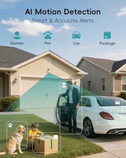 2K Solar Security Cameras Wireless Outdoor, 360° PTZ Camera for Home 1-Pack