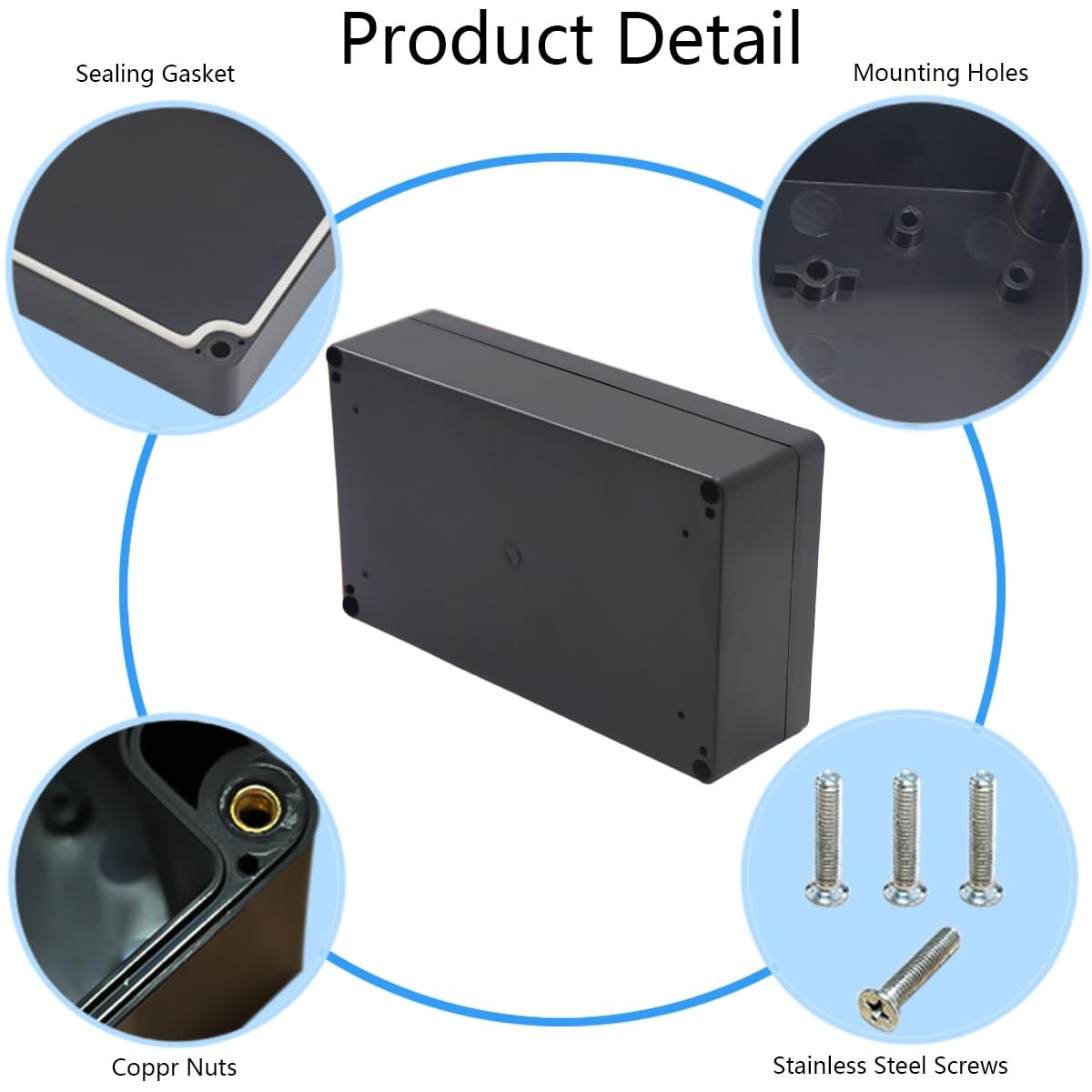 Otdorpatio Project Box IP65 Waterproof Junction 7.87″x4.72″x2.2″, Black